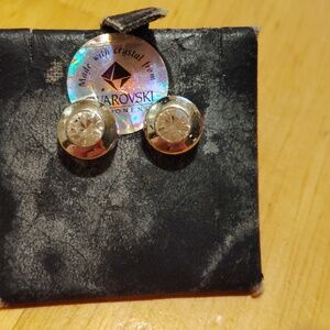 Swarovski imber round cut stud earrings silver by Realry